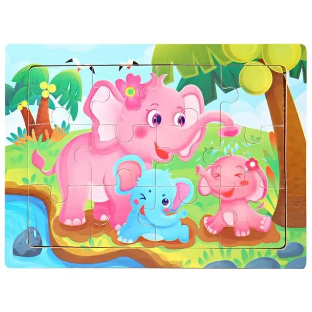 Économie 30 pièces Montessori 3D Puzzle dessin animé Animal en bois Puzzle jeu de société jouets édu