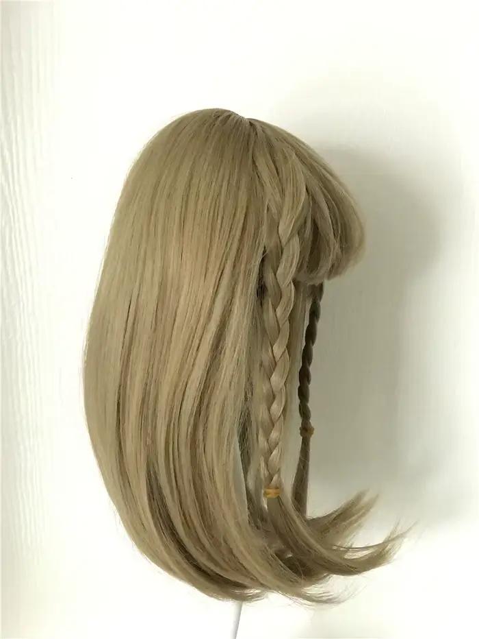 Perruque dorée collée pour poupée, 22 pouces, cheveux longs raides, 48-55cm, en Silicone, bricolage