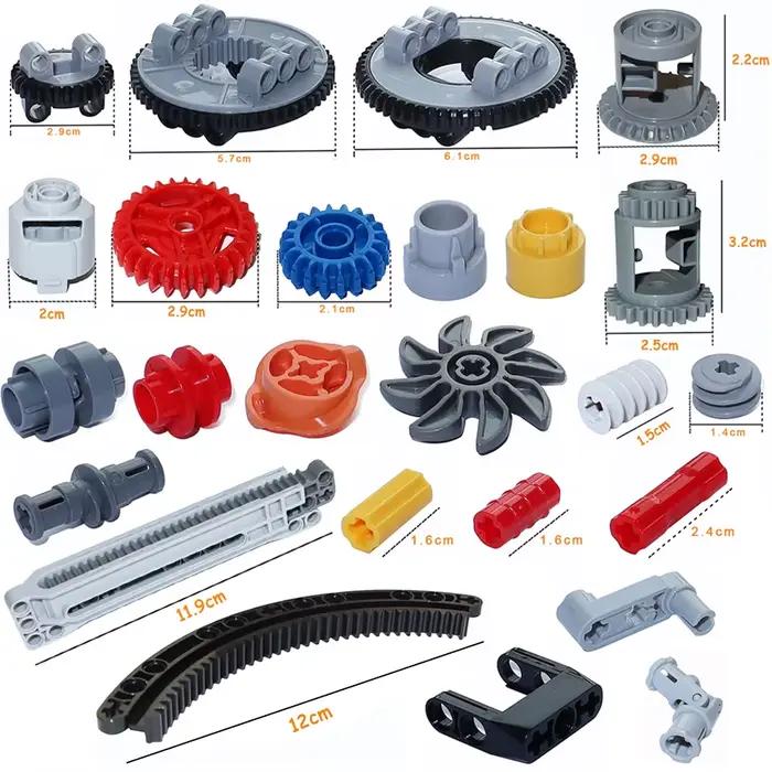 Briques MOC, série d'essieux d'engrenage, plate-forme rotative, crémaillère, différentiel, pièces te