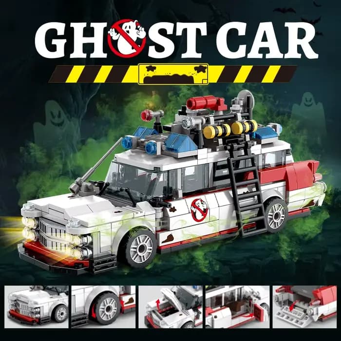 Mini Voiture de Course Fantôme en Blocs de Construction 562 Pièces MOC Briques Ambulance Rétro Jouet