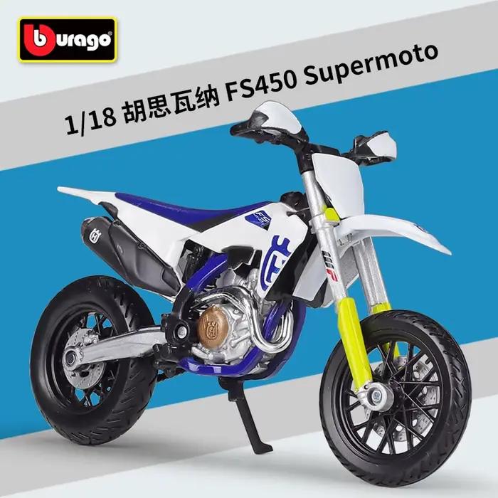 Bburago 1:18 Husqvarna FS450 Supermoto modèle de voiture Simulation alliage moto métal jouet voiture