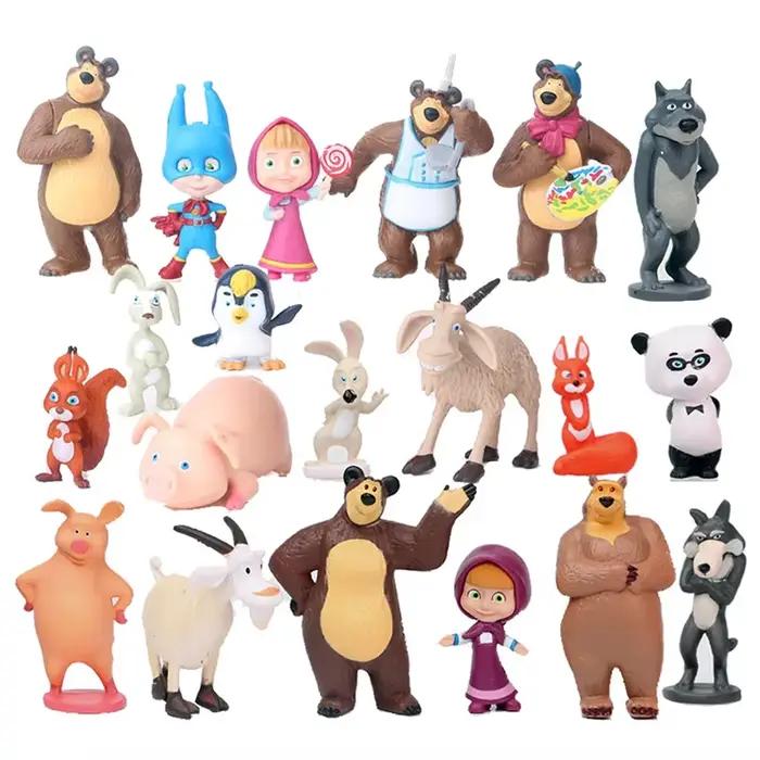 Figurines Masha et l'ours, 10 pièces, modèle animé, jouets de dessin animé, cadeaux pour amis, nouve