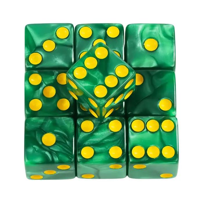 Dés de jeu en marbre D6, 10 pièces, coin carré 16MM, divertissement mathématique, outil de jeu en ac