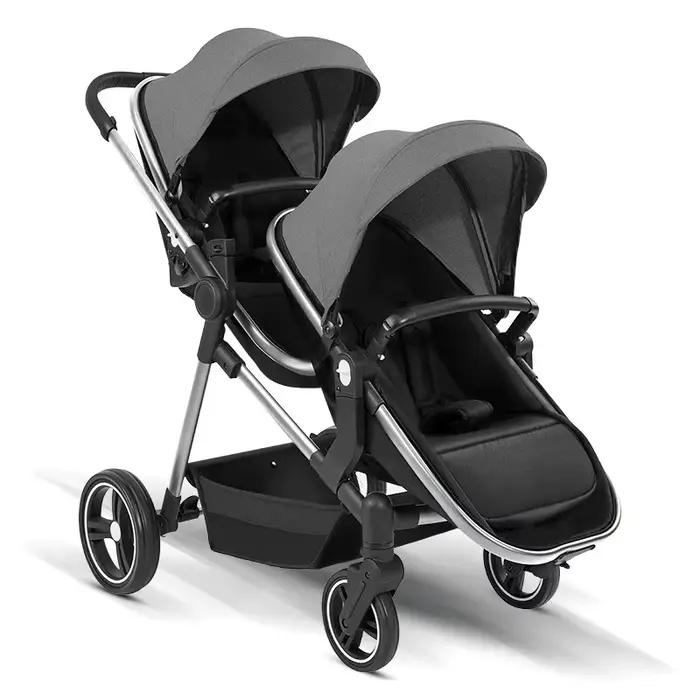 Poussette double légère 2 en 1, pliable, bidirectionnelle, dossier réglable, double siège, landau po