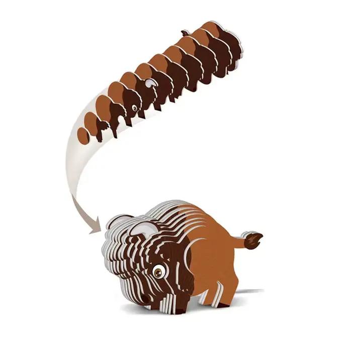 Puzzle en papier 3D d'animaux de dessin animé, modèle d'assemblage de lion et d'éléphant, artisanat
