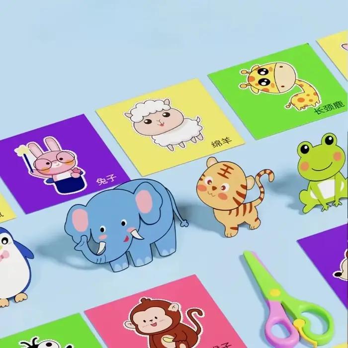 Livre découpé en papier fait à la main, 48 pièces, jouets artisanaux pour enfants, bricolage, dessin