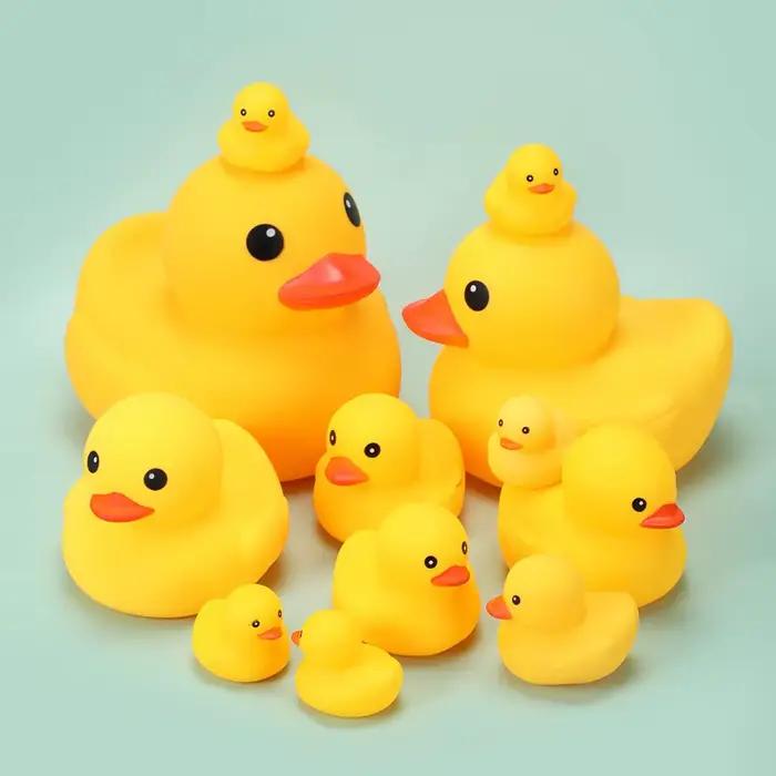Jouets de Bain en Forme de Petit Canard Jaune pour Bébé, Accessoire en Caoutchouc à Presser, Jouet A