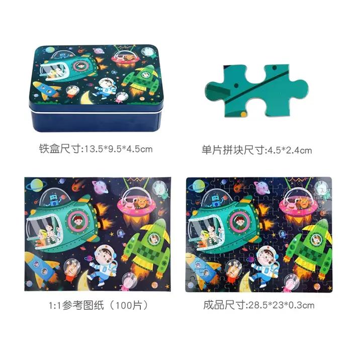 100 pièces enfants Puzzle en bois dessin animé Animal véhicule bois Parent enfant jeu jouet Puzzle b