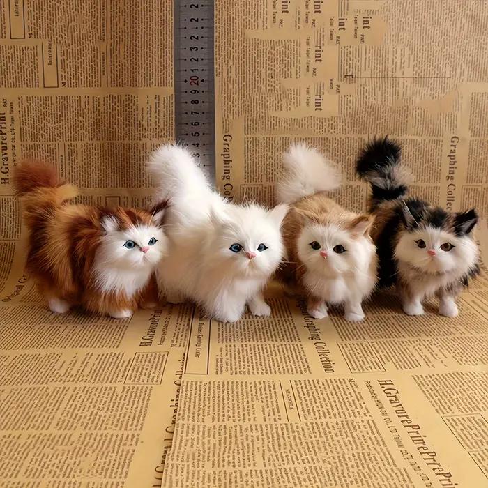 Jouets en peluche de chat de Simulation, modèle de chaton en peluche doux, faux chats, animaux réali