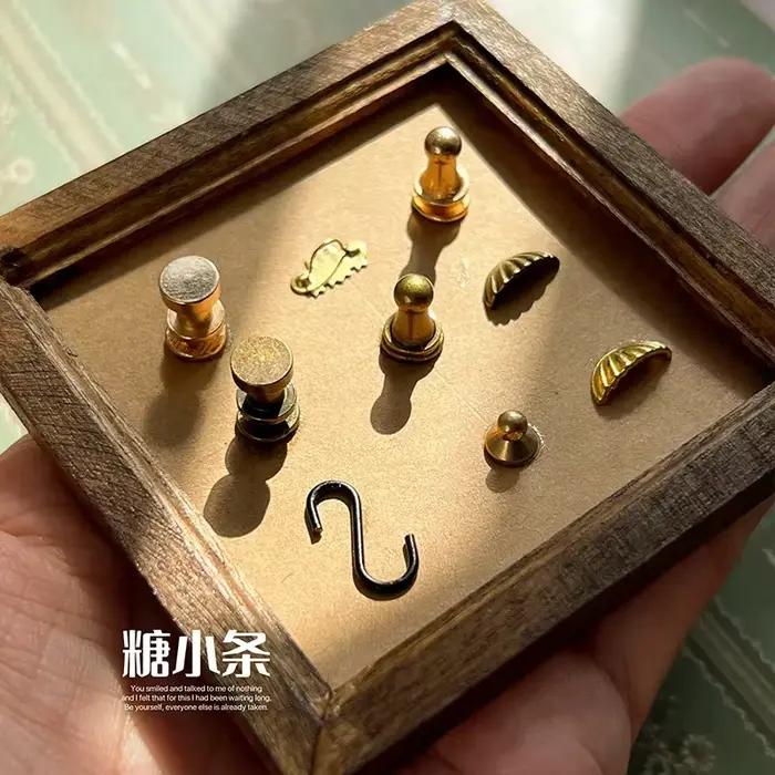 6 pièces 1:12 1:6 Mini poignées bricolage maison de poupée tiroir armoire porte poignée meubles bout