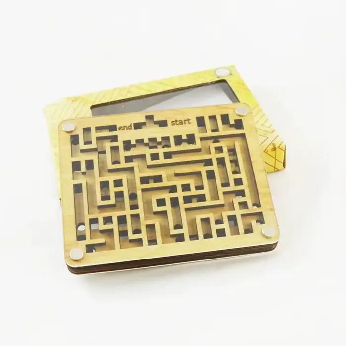 Labyrinthe en Bois à Deux Couches, Jeux de Défi QI, Puzzle, Casse-Tête, Jouets