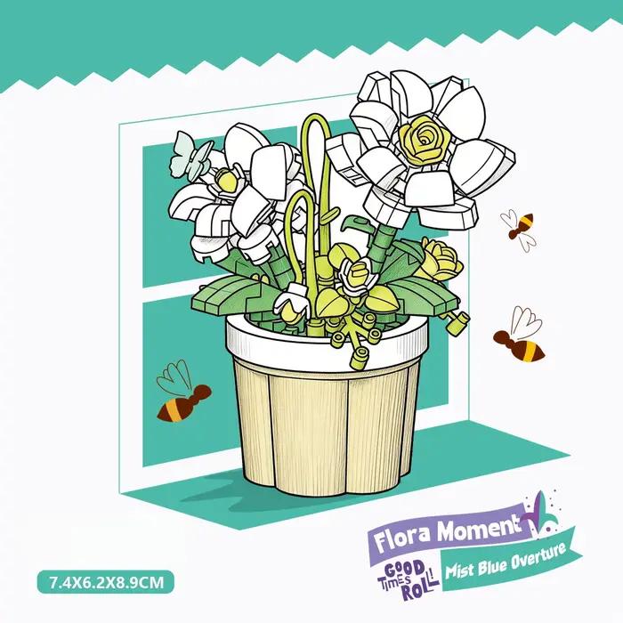 Ensemble de jouets de construction en forme de fleurs, décoration de bureau, idéal pour collectionne
