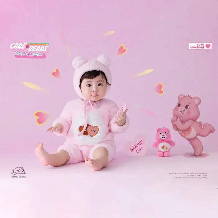 Tenue de photographie pour nouveau-né, thème ours de dessin animé mignon, barboteuse en peluche douc