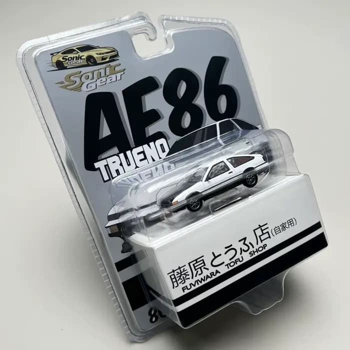 Sonic Gear 1/64 TOYOTA AE86 Trueno Super Racing Car JDM, véhicule miniature en métal, roues libres,