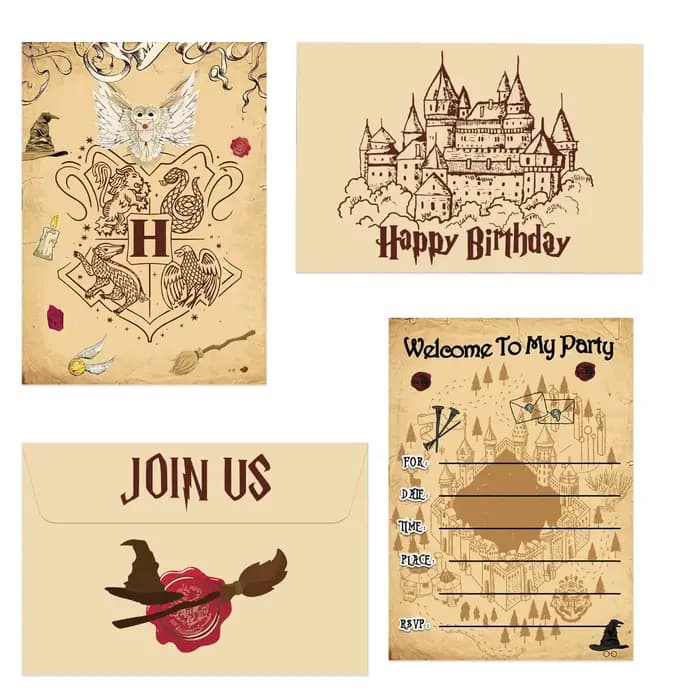 Cartes de mots Harry Potter, 12 pièces, carte postale DIY, carte de vœux, carte d'invitation, carte