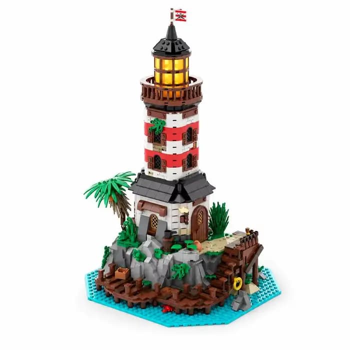 1144 pièces Série Empire Lighthouse Pirates N°6 MOC Modèle côtier Puzzle personnalisé DIY Blocs de c