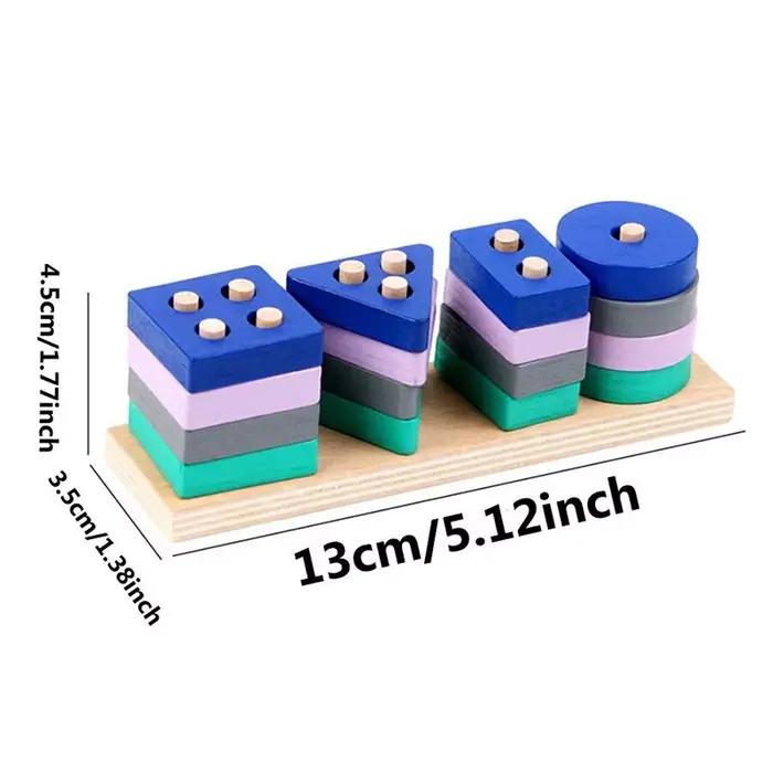 Blocs de construction quatre ensembles de colonnes à manches géométriques pour enfants, Montessori,