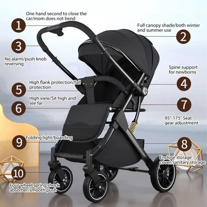 Poussette de luxe OWJHE pour bébé, ultra-légère et portable, avec amortisseurs, idéale pour les nouv