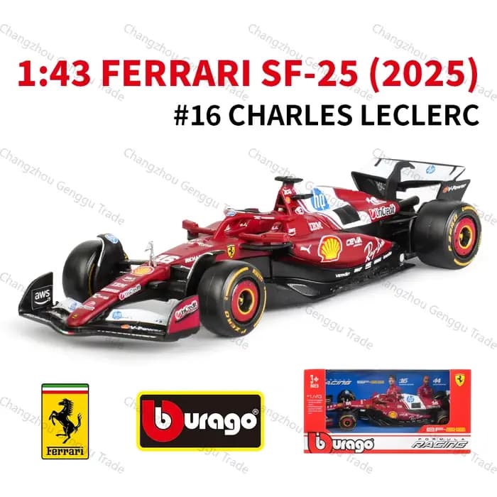Bburago 1:43 2025 SF25 # 16 # Voiture de formule de course 55 F1, Simulation statique, modèle de voi