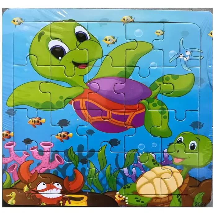 Nouveau puzzle en bois 3D de 20 pièces, animaux de dessin animé et véhicules, jouets éducatifs Monte