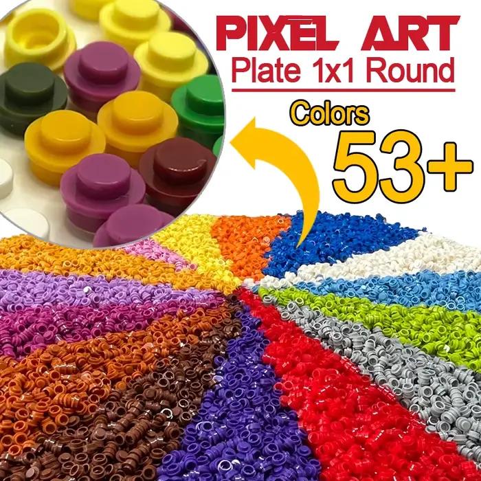 Plaque ronde 1x1, blocs de construction, pièces en brique, mosaïque, jouets, Pixel Art Remix, peintu