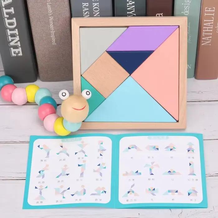 Jouets en bois Montessori pour enfants, blocs Macaron, jouet d'apprentissage, hochets de musique pou