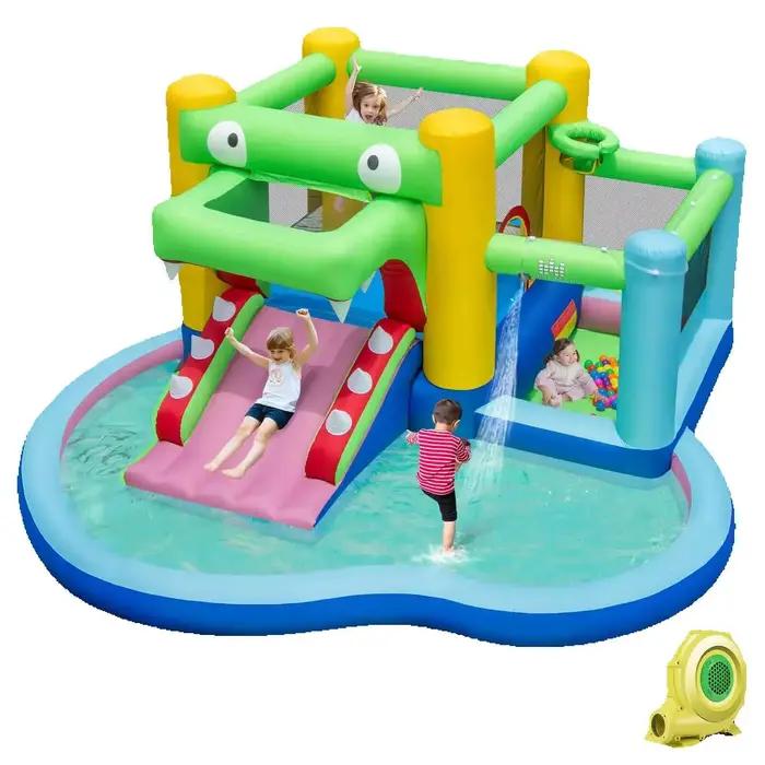 Maison de rebond 5 en 1 Iatable avec fosse à balles de piscine coulissante et cerceau de panier et