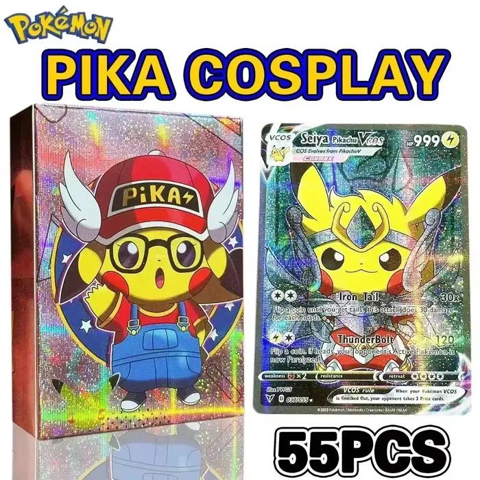 2026 55 Cartes Pikachu de Dessin Animé Brillantes Vmax Vstar Grande Taille Collection Cartes de Comb