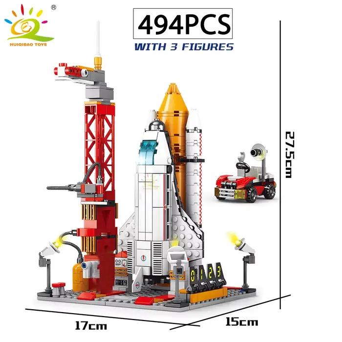 HUIQIBAO blocs de construction de fusée d'aviation spatiale avec figurine d'astronaute ville modèle