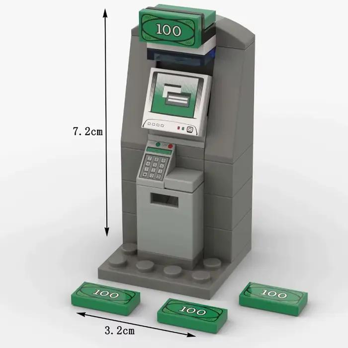 Ensemble de blocs de construction ATM, coffre-fort bancaire, caisse enregistreuse, jouet éducatif en