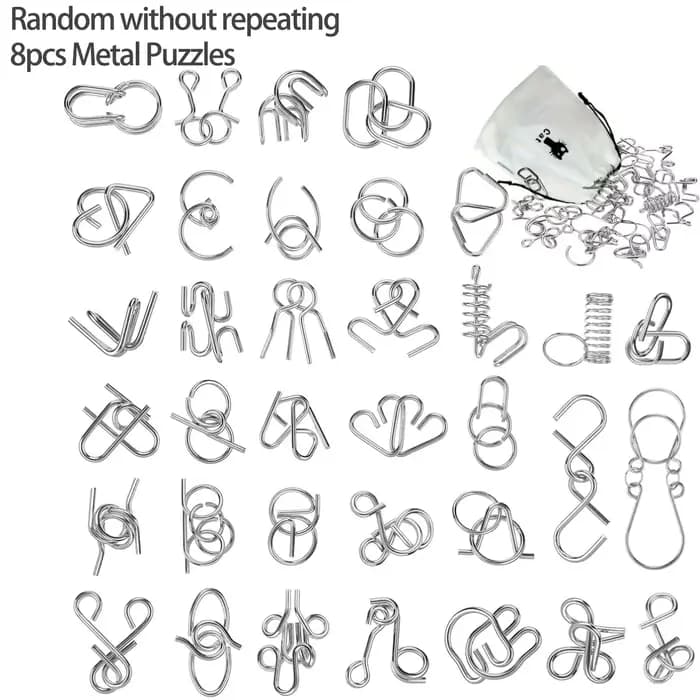 Ensemble de Puzzle en fil métallique, casse-tête, Test de qi, démêlant, lien en fer, déverrouillage,