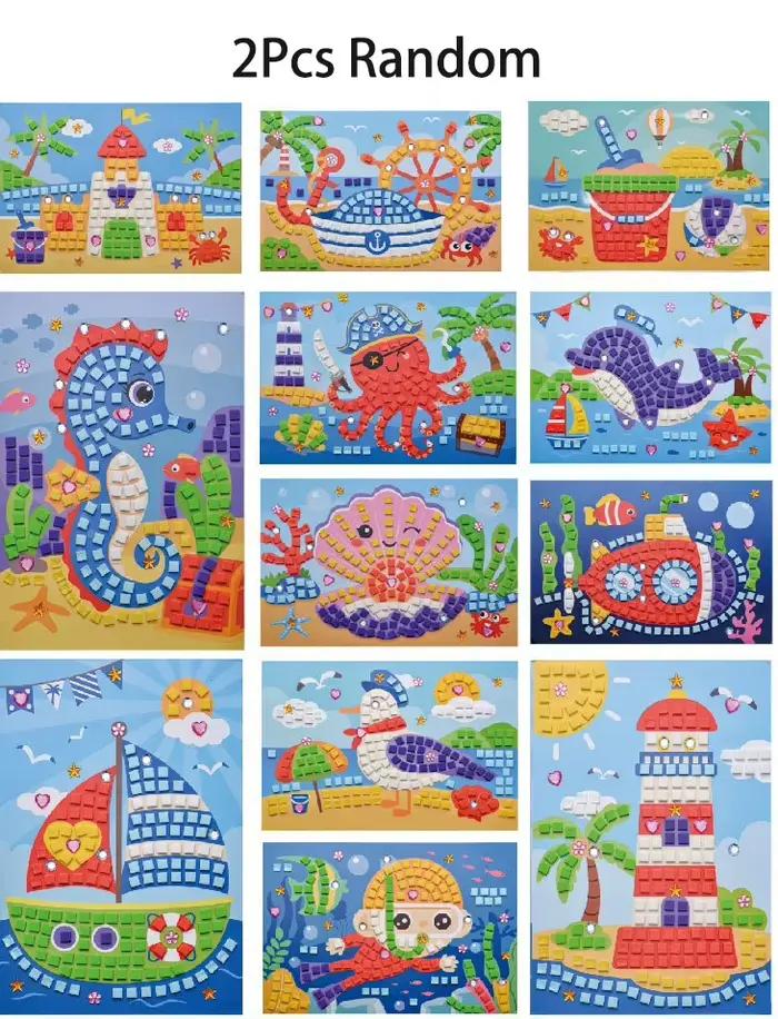 Kit d'autocollants de Puzzle en mosaïque pour vacances en bord de mer, bricolage d'art créatif, arti