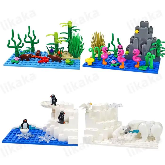 Blocs de construction d'animaux de ferme urbaine, animaux naturels, poisson, loutre, MOC, monde sous
