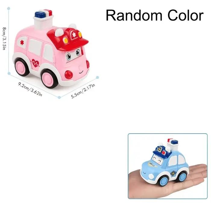 Véhicule Press and Go pour tout-petits, 2 pièces, dessin animé bébé, Mini Ambulance, voiture de Poli