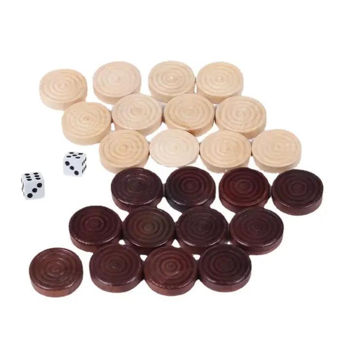 Pièces de dames rondes en bois pour Backgammon, accessoires de jeu d'échecs, 30 pièces/ensemble