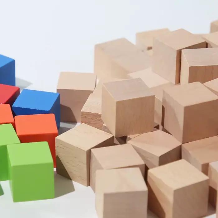 Cubes colorés blocs de construction en bois, 50/100 pièces, jouet carré empilable en bois, jouets d'