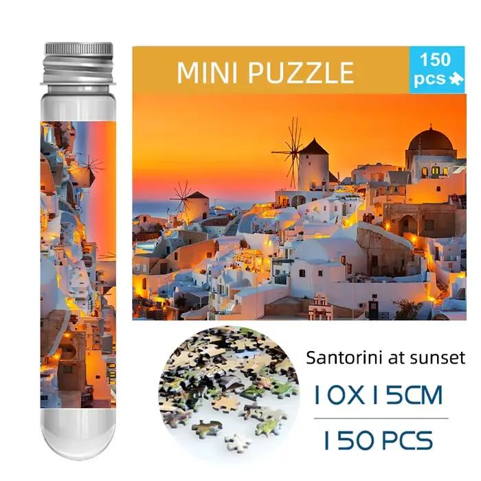 Mini tubes à essai, 150 pièces, puzzle Santorin au coucher du soleil, jouet de décompression, jeu de