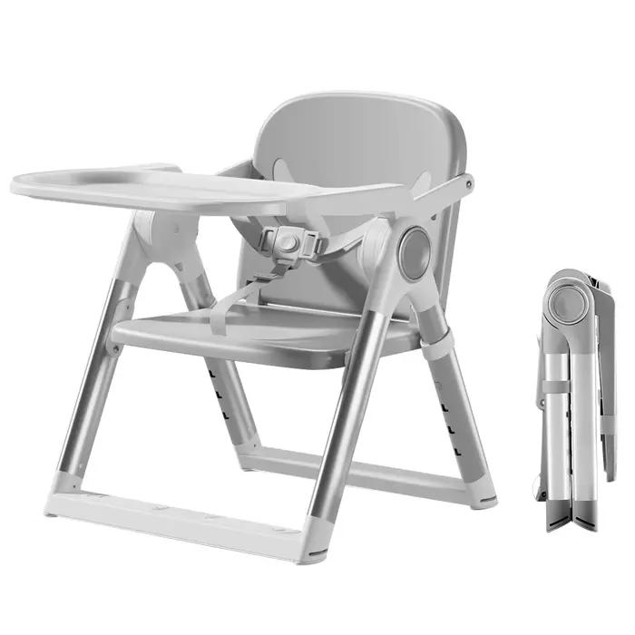 Salle à manger avec siège rehausseur portable 3 en 1, chaise haute pliable et réglable avec assiette