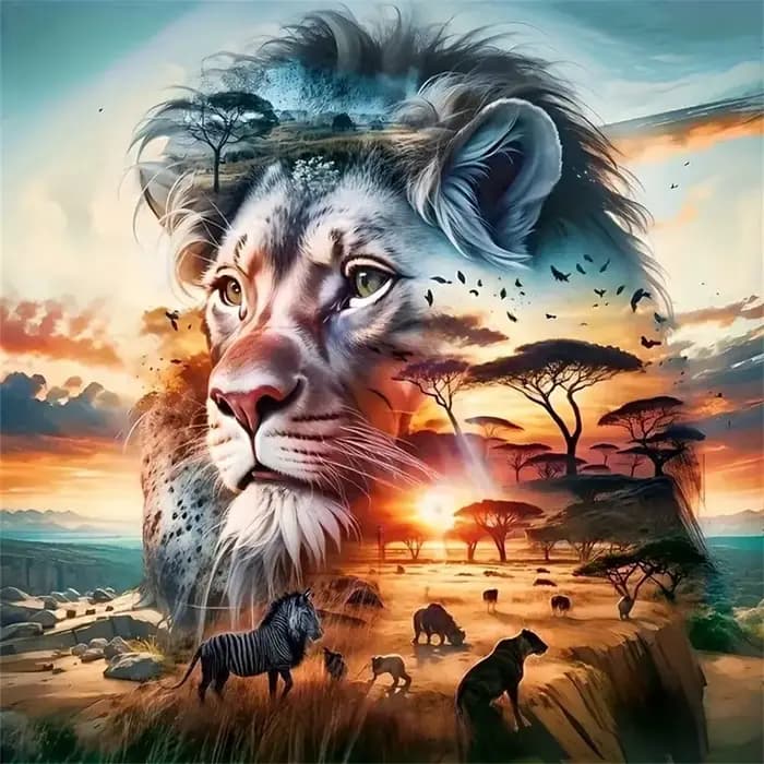 Puzzle 1024 pièces Le Roi Lion et le Monde Animalier des Zebras – Activité Familiale, Jeux Stimulant