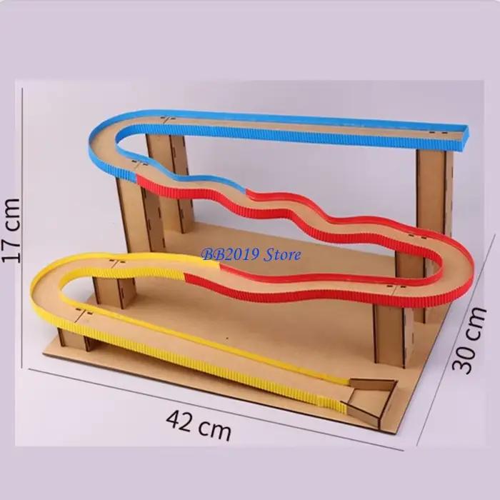 Q0KB – jouet labyrinthe en marbre roulant, bricolage, avec pistes en papier bois, Puzzle, boule frappe