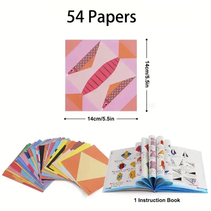 Ensemble d'origami coloré comprenant 54 feuilles