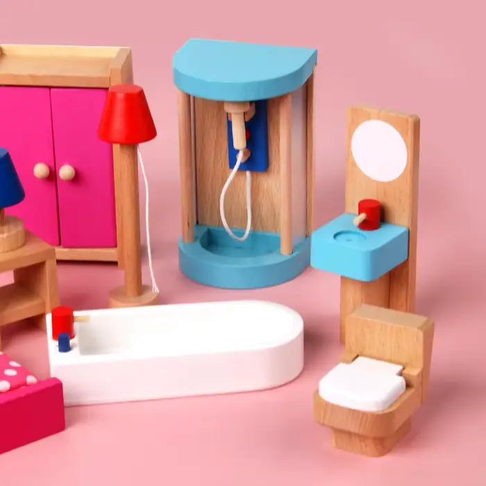 Jouets en bois mini meubles ensemble de maison pour enfants 3-12 ans jeux de rôle occasionnels spéciaux
