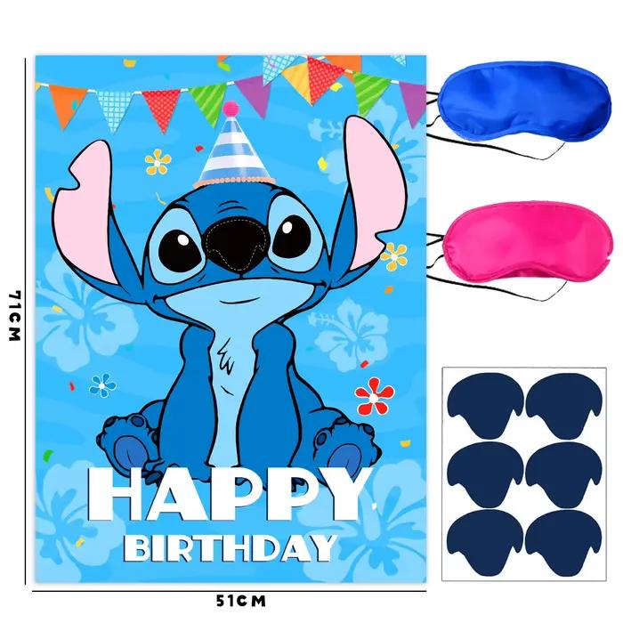 Disney Stitch Pin The Nose On The Poster Party Games Backdrop Children Birthday