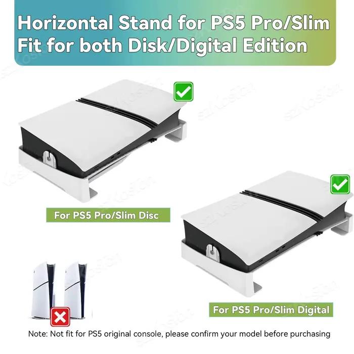 Support horizontal pour console de jeux PS5 Pro et PS5 Slim, base stabilisée antidérapante, Compatible avec les accessoires PlayStation 5 Pro