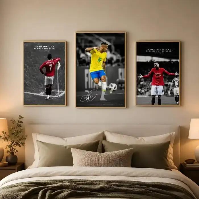 Affiche vintage autocollante en PP sur le thème du football, portrait de joueur de sport, pour salon, bar, chambre, décoration intérieure, cadeau