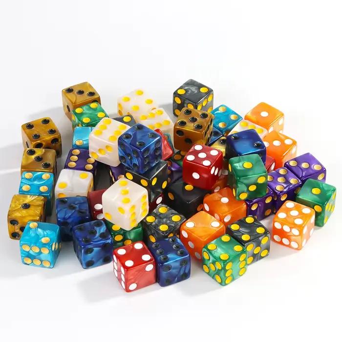 Dés de jeu en marbre D6, 10 pièces, coin carré 16MM, divertissement mathématique, outil de jeu en acrylique