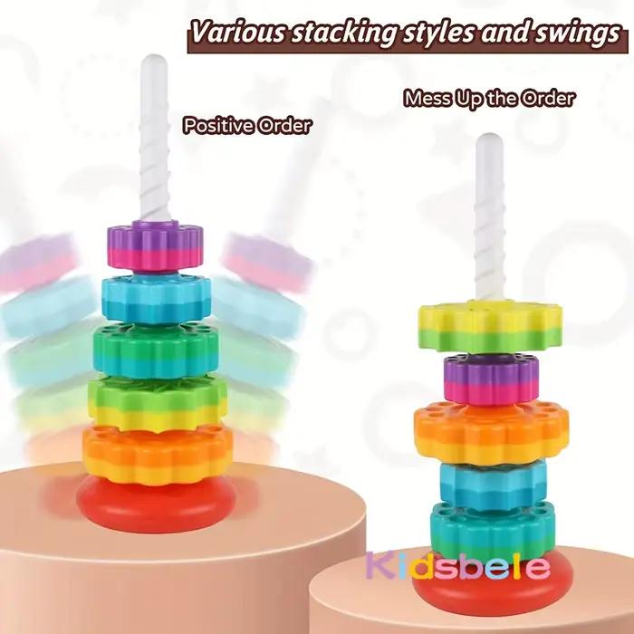 Jouets empilables rotatifs arc-en-ciel pour bébés