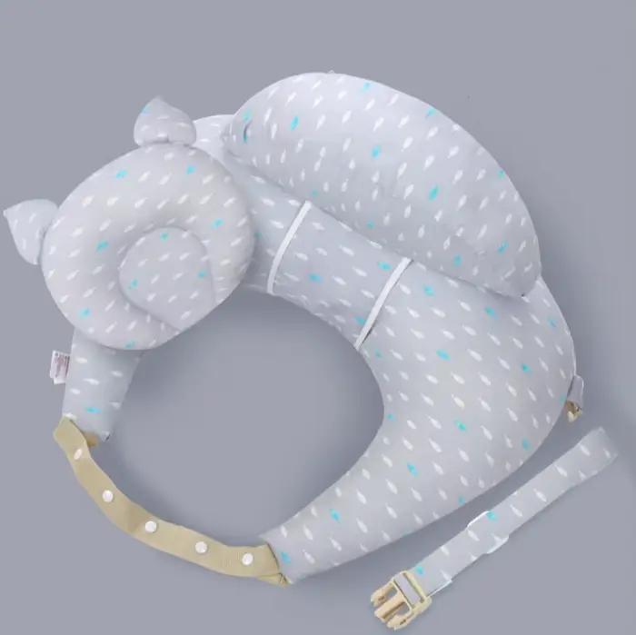Oreiller d'allaitement multifonctionnel pour bébé dessin animé confortable oreiller de forme U coton 100% avec sangle initiale pour mamans et enfants occasions spéciales