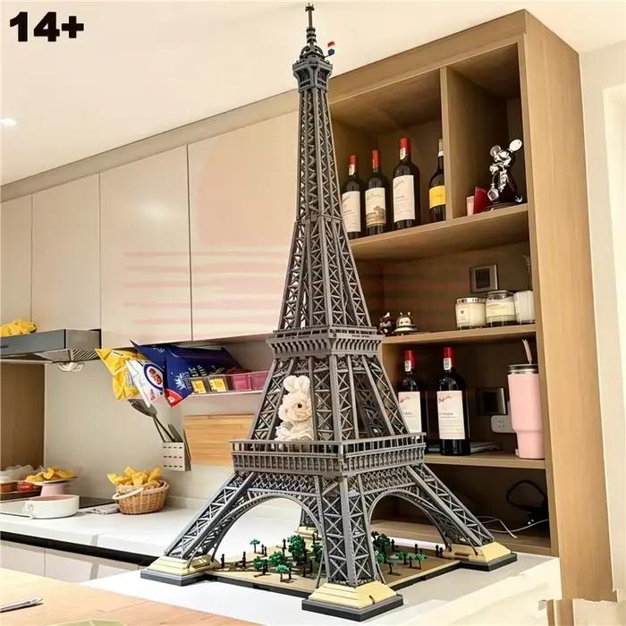 Blocs de construction de la Tour Eiffel, modèle d'architecture emblématique de Paris, grande taille, kit de briques à assembler soi-même pour adultes, hobby