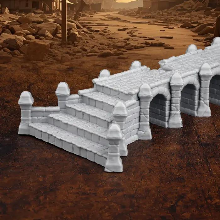 Ensemble de terrain miniature de viaduc détruit de 28 mm | Compléments de jeu de rôle sur le thème des paysages